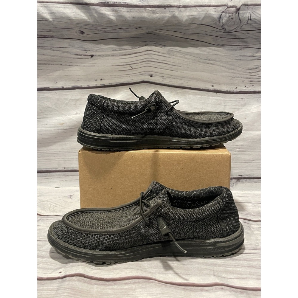 Hey Dude Wally Sox Micro Total Black Men's Slip On Loafer Shoes Size 10